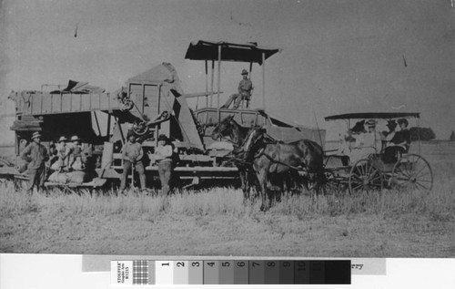 A closer view of a combine near Turlock, California