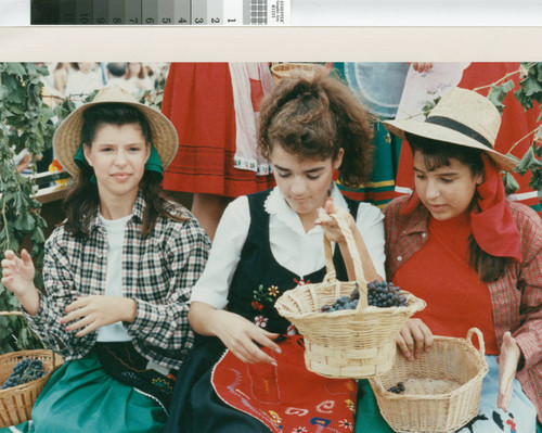 Girls dressed in traditional Portuguese costumes near Turlock, California, circa 1985