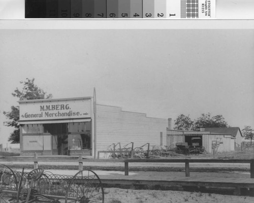 Photograph of the M. M. Berg general store in Turlock, California, circa 1903