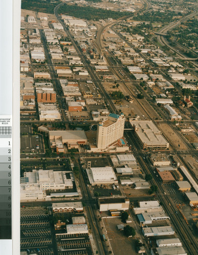 Looking south, downtown and Red Lion, 1991 October 3