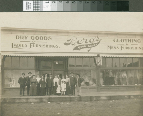 Photograph of an expanded Berg's store in Turlock, California, circa 1910