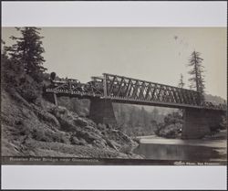 Northwest Pacific train crossing Hacienda Bridge, Hacienda, California, about 1905