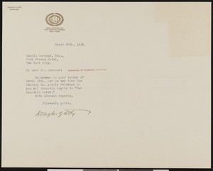 Doughlas Zabriskie Doty, letter, 1916-03-20, to Hamlin Garland
