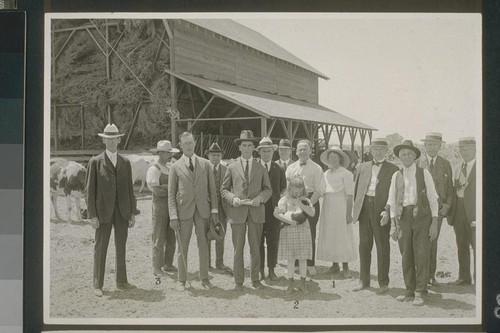 #174, Group of University professors visiting Durham State Land Settlement. Taken on Allotment 46. John Daly Ranch. August, 1920