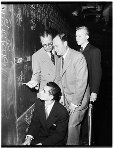 Boys week on tour of Los Angeles Stock Exchange, 1952