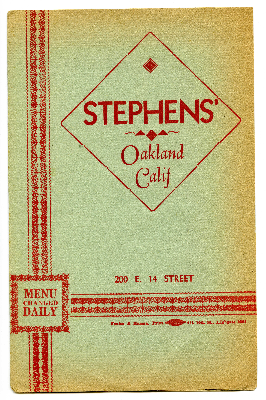 Stephens' Restaurant menu