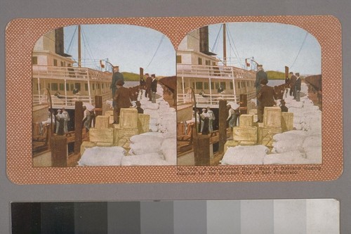 A Government Relief Boat at Oakland loading Supplies for the Stricken City of San Francisco