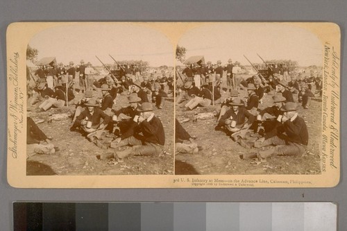 3rd U. S. Infantry at Mess--on the Advance line, Caloocan, Philippines