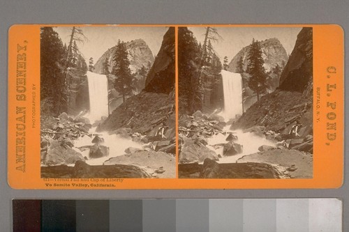 Vernal Fall and Cap of Liberty. Yo Semite Valley, California