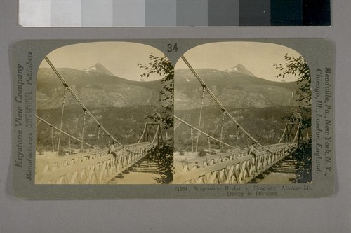 Suspension Bridge at Skagway, Alaska--Mt. Dewey in Distance