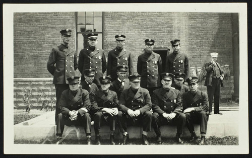 Fire department personnel at Station No. 1, 210 West 3rd Street
