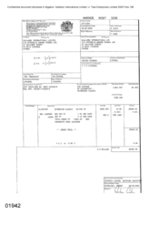[Invoice from Gallaher International Ltd on behalf of Atteshlis Bonded Stores for Sovereign Classic cigarettes]