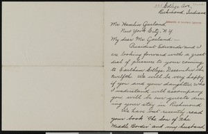 Elizabeth W. Edwards, letter, 1922-11-16, to Hamlin Garland