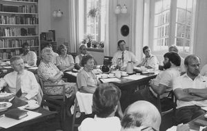 DMS headquarters in Hellerup, August 1989. The first joint meeting between the boards of DMS an