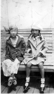 Gloria Kim and another girl on the SS Taiyomaru