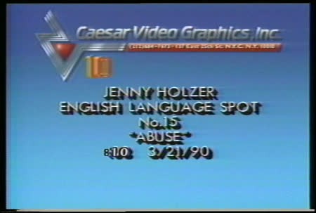 Jenny Holzer's English Language Spots, Green Table and interview footage