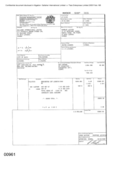 [Dorchester Int Lights cigarettes invoice from Gallagher International Limited to Namelex Limited]