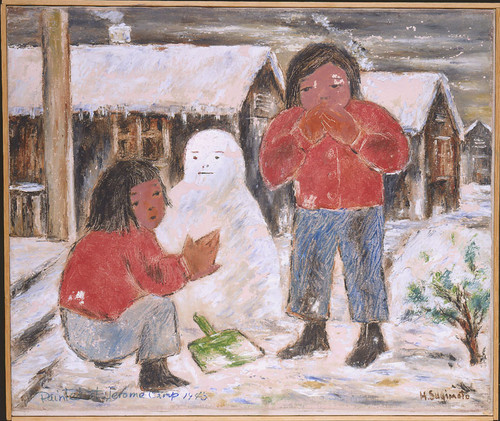 Girls Making Snowman (Girls Making a Snowman in Jerome Camp)