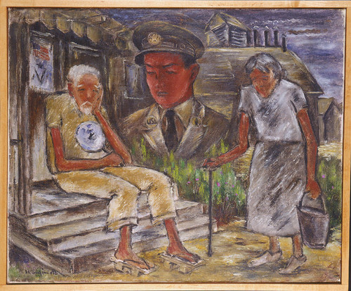Old Parents Thinking about Their Son on the Battlefield