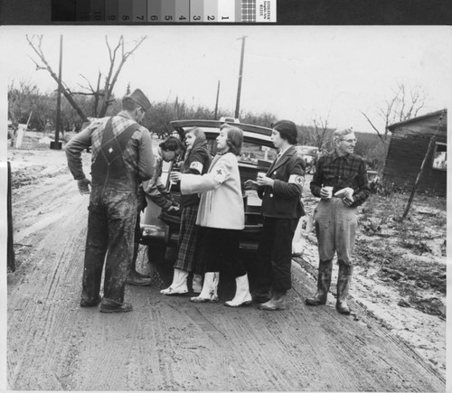 Photograph of Red Cross workers during the flood of 1955