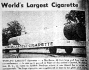 WORLD'S LARGEST CIGARETTE
