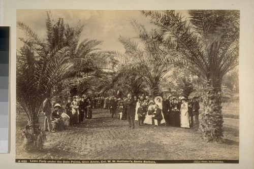 Lawn Party under the Date Palms, Glen Annie, Col. W.W. Hollister's, Santa Barbara.--A423