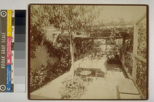 [Outdoor dining area. Residence of Isaiah West Taber. Photograph by Isaiah West Taber.]