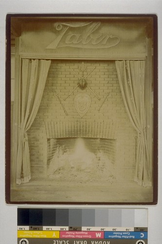 [Fireplace at Taber residence? Photograph by Isaiah West Taber.]