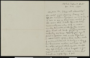 R.H. Stoddard, letter, 1900-12-24, to Hamlin Garland?