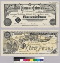 Cineuenta Pesos and Cien Pesos banknotes (front)