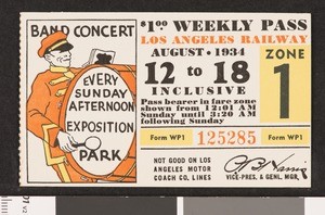 Los Angeles Railway weekly pass, 1934-08-12