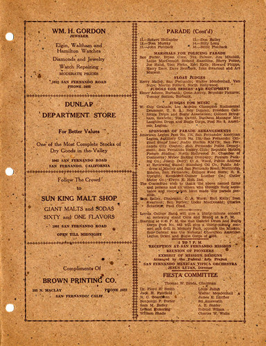 Official program for the Seventh Annual San Fernando Valley Mission Fiesta and Pageant, 1937