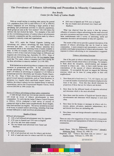 “The Prevalence of Tobacco Advertising and Promotion in Minority Communities”