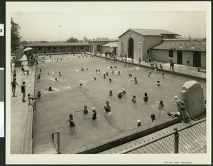 People swimming in Manchester Swimming Pool, ca.1930