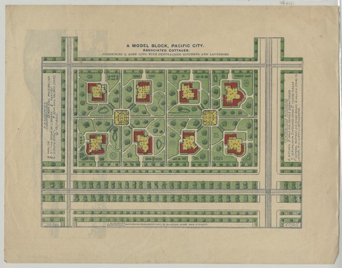 Plan - A Model Block, Pacific City. Associated Cottage Residences 1/2 Acre Lots, With Centralized Kitchens and Laundries