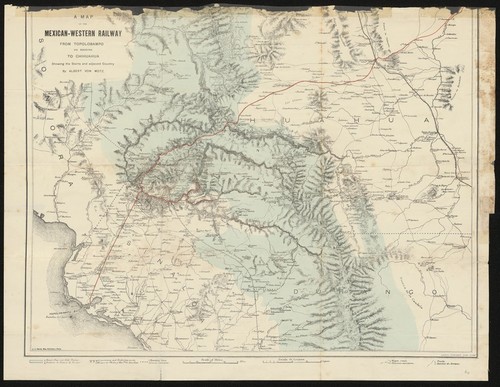 Map of the Mexican-Western Railway from Topolobampo via Bocoyna to Chihuahua Showing the Sierra