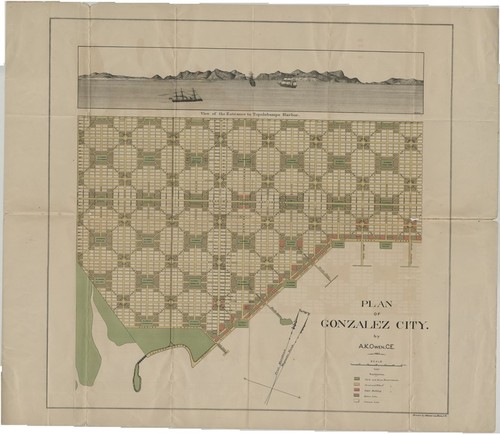 Plan of Gonzalez City - With View of Entrance to Topolobampo Harbor