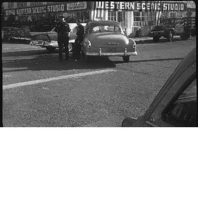 Car accident in front of Western Scenic Studio building