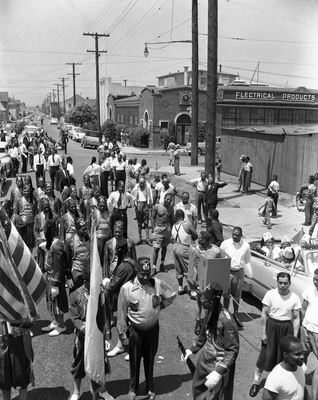 Masons lining up to march in parade in Oakland, California