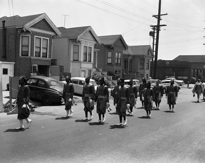 Masons marching in parade in Oakland, California