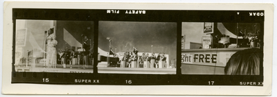 Helen Humes, Buck Clayton, and Count Basie performing on stage at the Golden Gate International Exposition