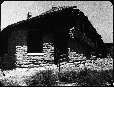 Adobe house with collapsed roof, Allensworth, California