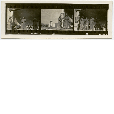 Mattie, Robin, and Connie performing on stage at the Golden Gate International Exposition