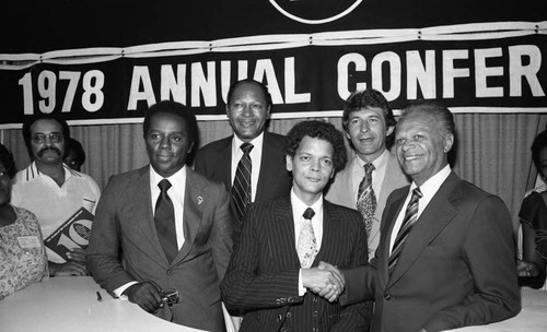 Julian Bond, Tom Bradley and Others at a Press Conference, Los Angeles, 1978