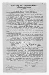 Big Pine Reparations Association membership and assignment contract agreement with W. L. Cornell and Mary M. Cornell