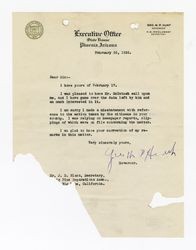 Letter from George W. P. Hunt to J. D. Black