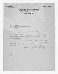 Letter from Phil D. Swing to J. D. Black