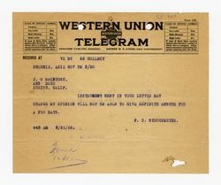 Telegrams from F. C. Struckmeyer to J. O. McIntosh
