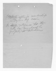 Handwritten notes on Big Pine Reparations Association business