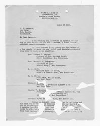 Letter from Peter A. Breen to A. G. Barmore